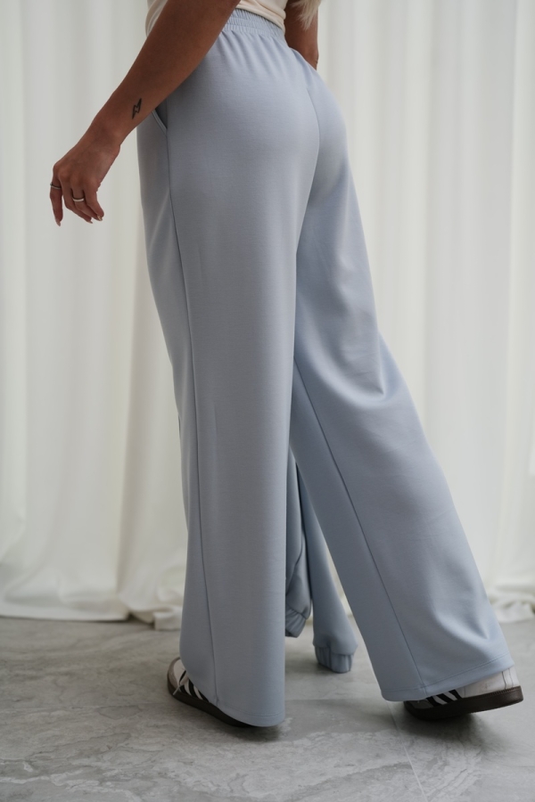 Luksusowy Komplet Damski Masełko Bluza Rozpinana + Spodnie Wide Leg Premium Soft Touch Elegancja & Komfort-BŁĘKIT